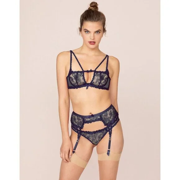 Agent Provocateur Rosa Navy Bra 34C New - Picture 3 of 12